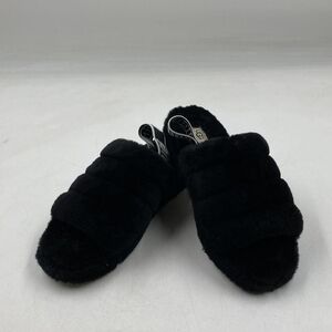 UGG Black Plush Slide Slippers